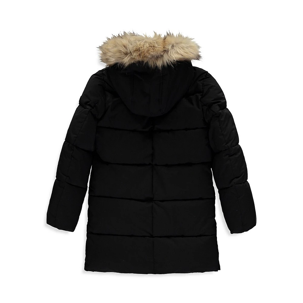 Little Girl's Expedition Faux Fur Trim Hooded Parka