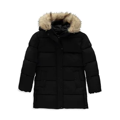 Little Girl's Expedition Faux Fur Trim Hooded Parka