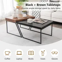 Nesting Table Modern Coffee Table Set Of 2 Stacking Side Table For Living Room