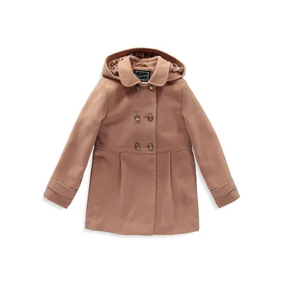 Baby Girl's Faux Fur Lined Hooded Jacket
