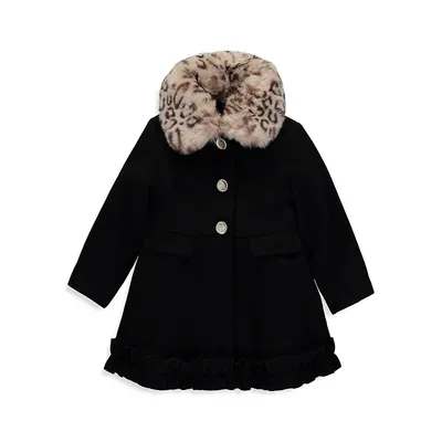 Little Girl's Faux Fur-Collar Coat