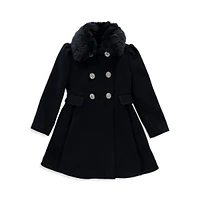 Little Girl's Faux Fur-Collar Coat