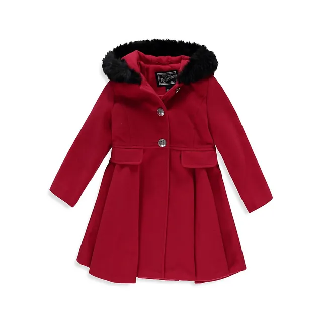 Rothschild Little Girl's Faux Fur-Lined Hood Swing Coat