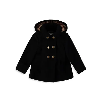 Baby Girl's Faux Fur-Lined Hood Coat