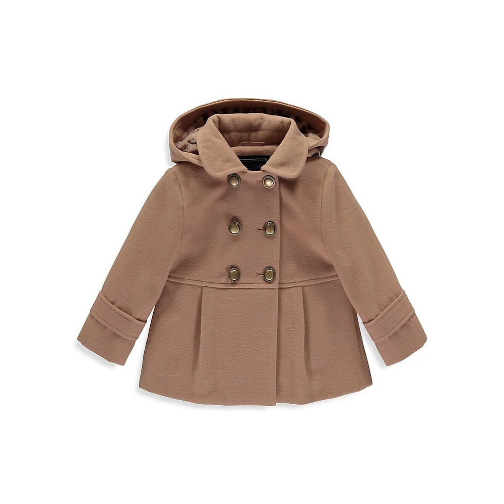 Baby Girl's Faux Fur-Lined Hood Coat