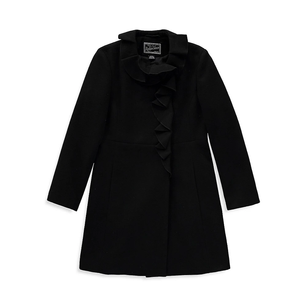 Girl's Ruffle-Trim Dress Coat