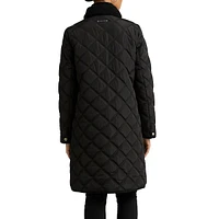 Berber-Collar Diamond-Quilted Coat