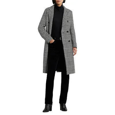 Double-Breasted Glen Check Peacoat