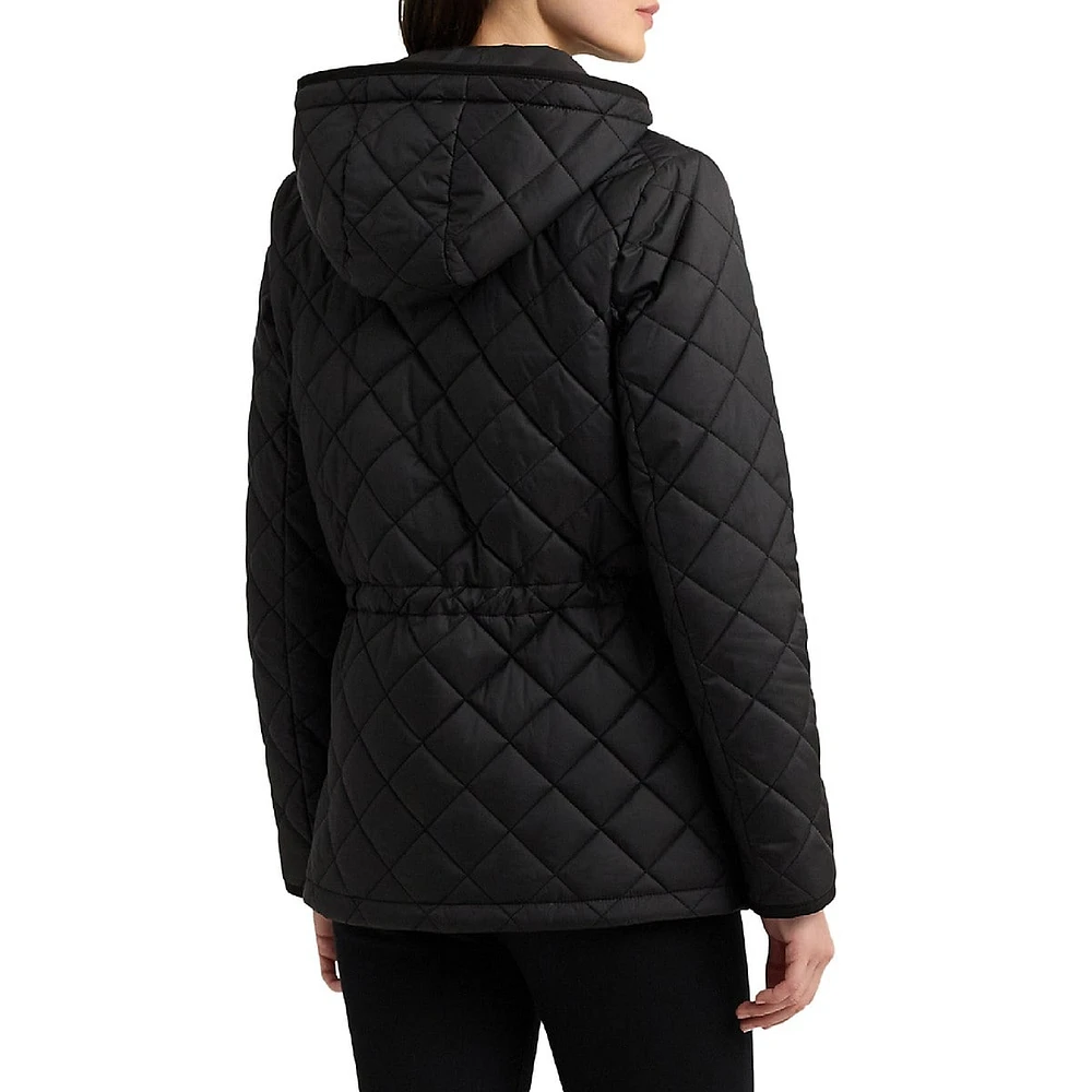 Hooded Diamond-Quilted Jacket