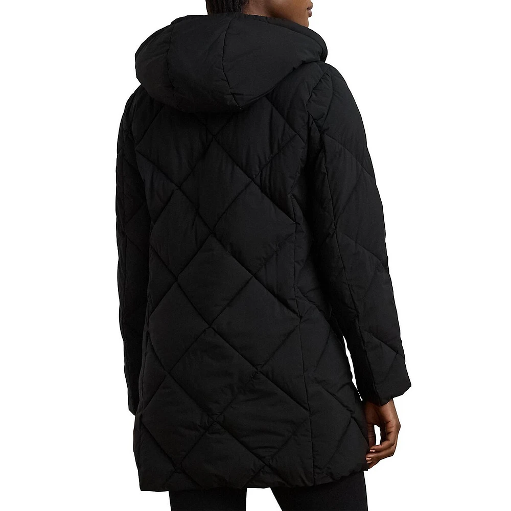 Diamond-Quilted Hooded Jacket