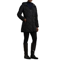 Diamond-Quilted Hooded Jacket