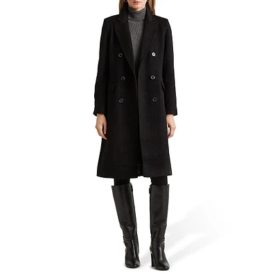 Wool-Blend Reefer Coat