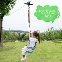 100ft Zipline Kit For Backyard Kids Adults W/ Stainless Steel Spring Brake Seat