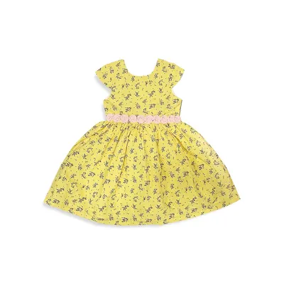 Little Girl's Maisy Floral Accent Flared Dress