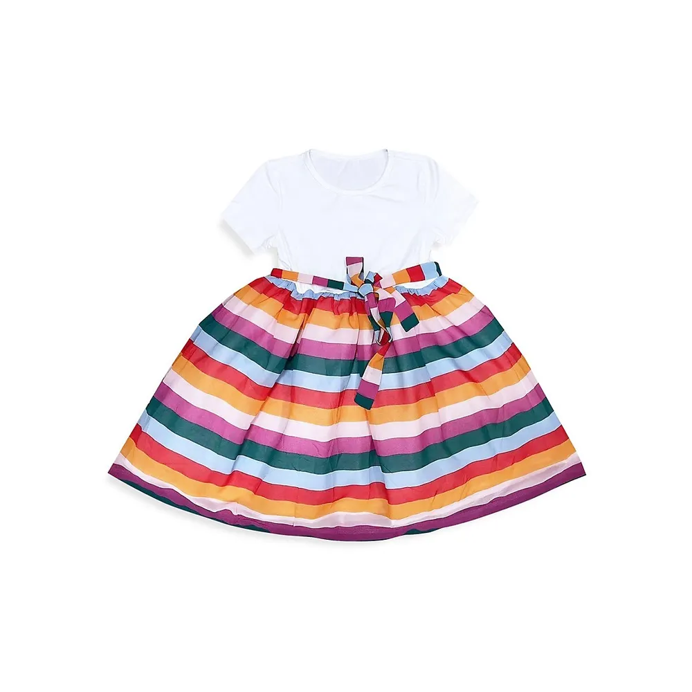 Little Girl's Trixi Striped Skirt Mixed-Media Dress