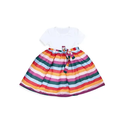 Little Girl's Trixi Striped Skirt Mixed-Media Dress
