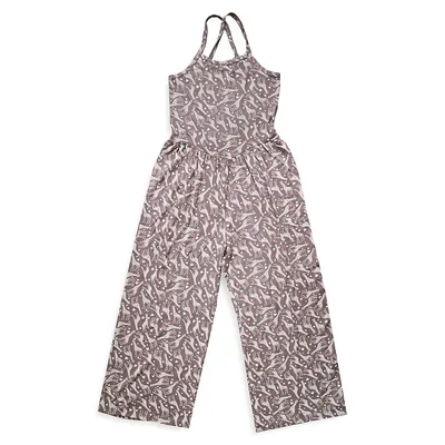 Combinaison-pantalon sans manches à imprimé de girafe pour fille
