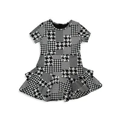 Little Girl's Marisa Houndstooth Ruffle Flare Dress