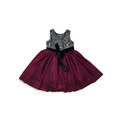 Little Girl's Rosalina Mixed-Media Fit-&-Flare Dress