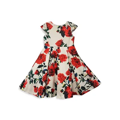 Girl's Pleated Floral Dress