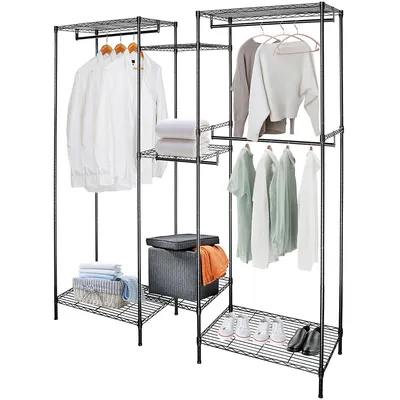 5 Tiers Garment Rack, Heavy Duty Clothes Wardrobe Clothing Rack Wire Storage Shelf