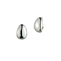 Silvertone Oval Stud Earrings