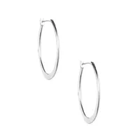 Silvertone Large Oval Hoop Earrings