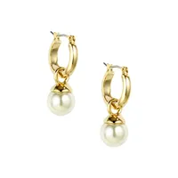 10MM Faux Pearl Goldtone Drop Earrings