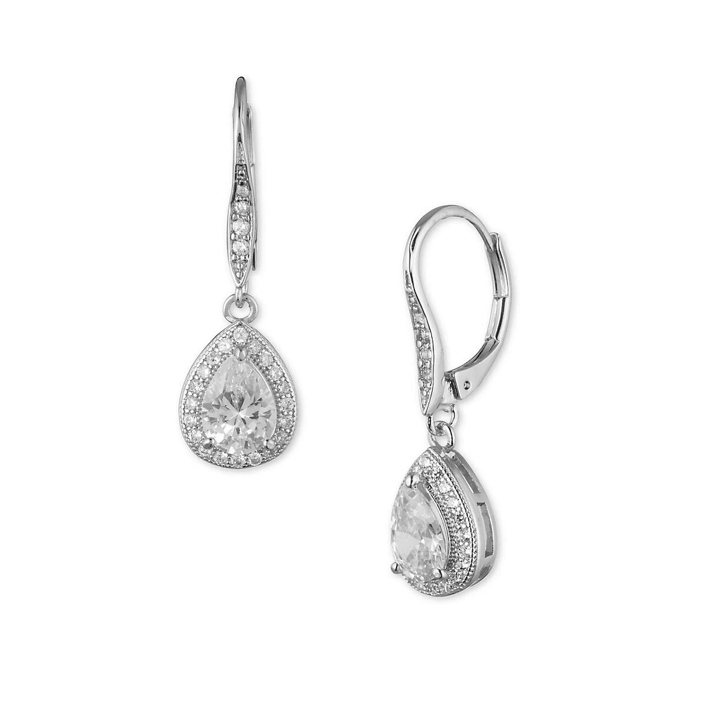 Cubic Zirconia Silverplated Pear Drop Earrings