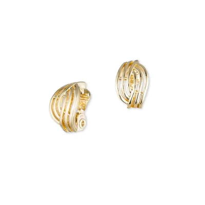 Goldplated Open Weave Button Earrings