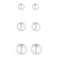 10MM White Round Pearls and Cubic Zirconia Stud Earrings Set