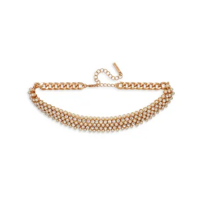 4mm Pearl and Goldtone Choker Necklace