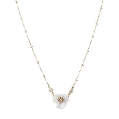 Goldtone & Mother-Of-Pearl Flower Pendant Necklace