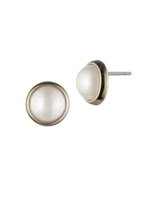 faux pearl button earrings