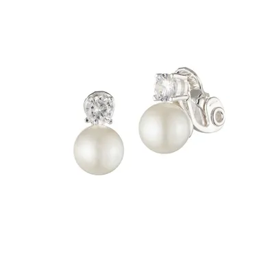 Faux Pearl & Crystal Earrings