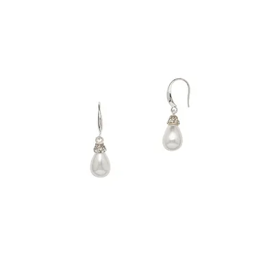 Faux Baroque Pearl & Crystal Drop Earrings