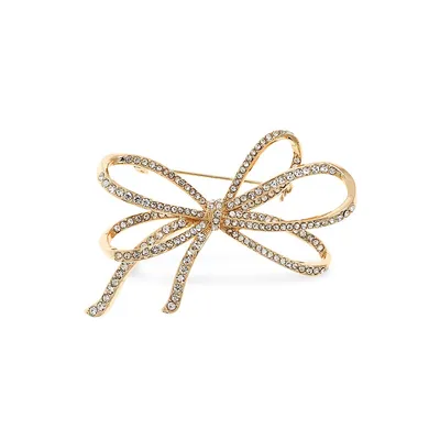 Boxed Goldtone & Crystal Bow Pin
