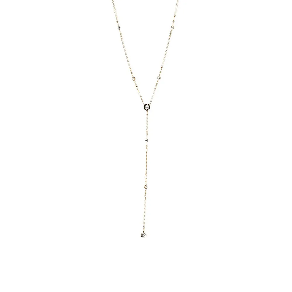 Basic Goldtone & Crystal Y-Necklace