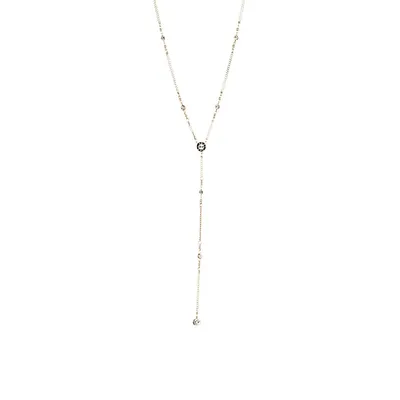 Basic Goldtone & Crystal Y-Necklace
