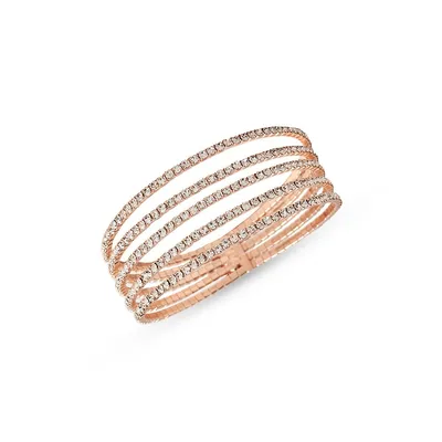 Bracelet-manchette de ton or rose avec cristaux
