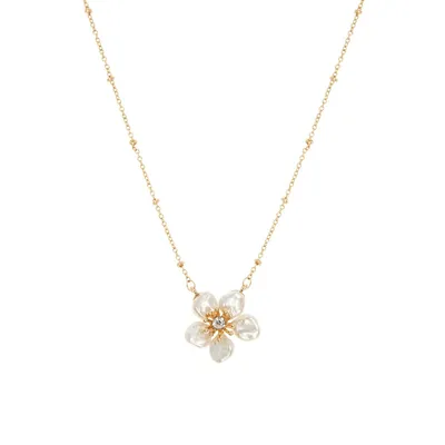 Basic Goldtone Flower Pendant Necklace