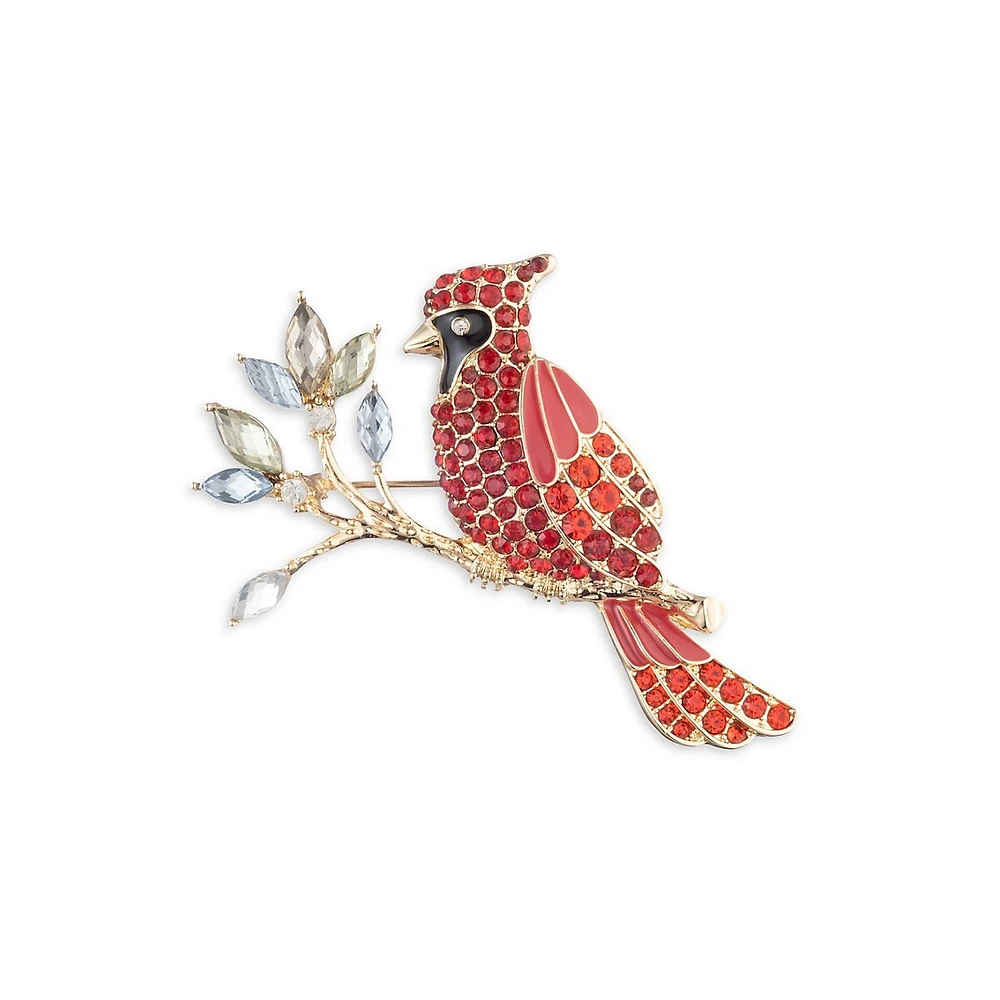 Broche Basic en forme d'oiseau dorée à cristaux