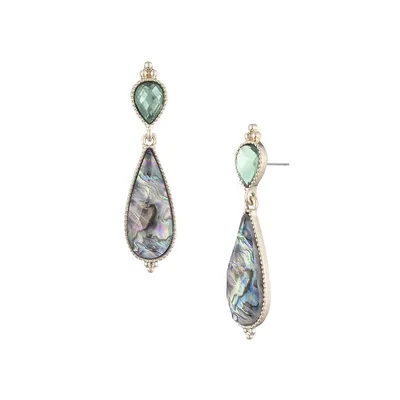 Goldplated & Iridescent Stone Double-Drop Earrings