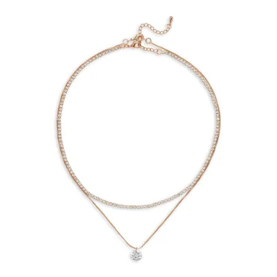Rose Goldtone & Crystal 2-in-1 Pendant Necklace
