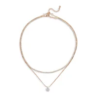 Rose Goldtone & Crystal 2-in-1 Pendant Necklace