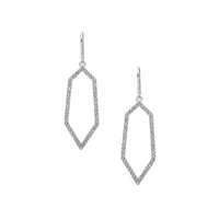 Silvertone Pavé Geometric Hoop Earrings