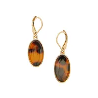 Tortoiseshell Oval Euro Drop Earrings