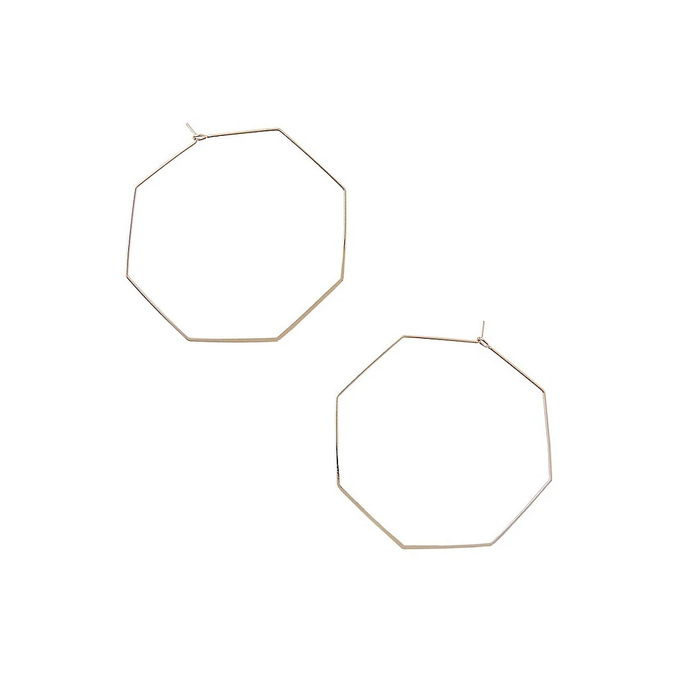 Goldtone Octagonal Hoop Earrings