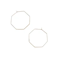 Goldtone Octagonal Hoop Earrings