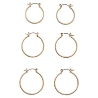 3-Pair Goldtone Hoop Earrings